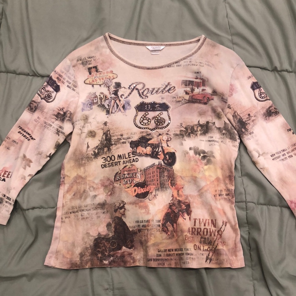 Christopher&Banks 3/4 Sleeve Y2K Studded Shirt